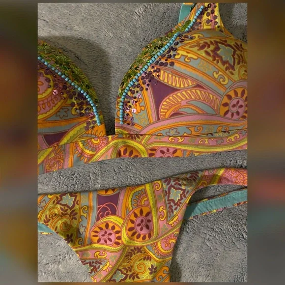 Vintage Body IPEX by Victoria’s Secret Bra Panties Set Beaded Sequins - Picture 2 of 10